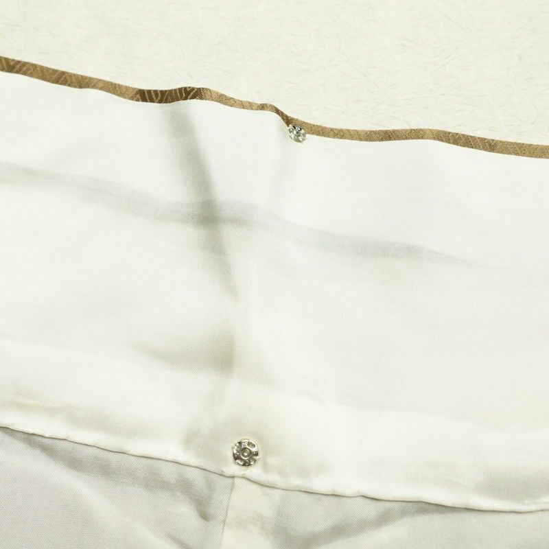 色留袖 良品 一つ紋付き 金駒刺繍 綸子 正絹 木の葉・植物柄 袷仕立て 身丈160cm 裄丈64cm 箔 黄・黄土色_画像19