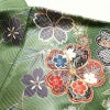 振袖 綸子 正絹 古典柄 金駒刺繍 袷仕立て 身丈167cm 裄丈70cm 金彩 桜 箔 成人式 着物 緑・うぐいす色_画像16