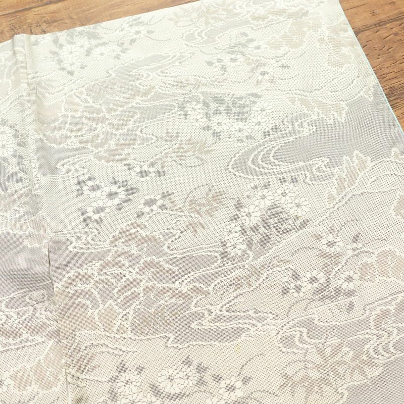 紬 正絹 古典柄 袷仕立て 身丈158cm 裄丈65cm 紬着物 グレー_画像10