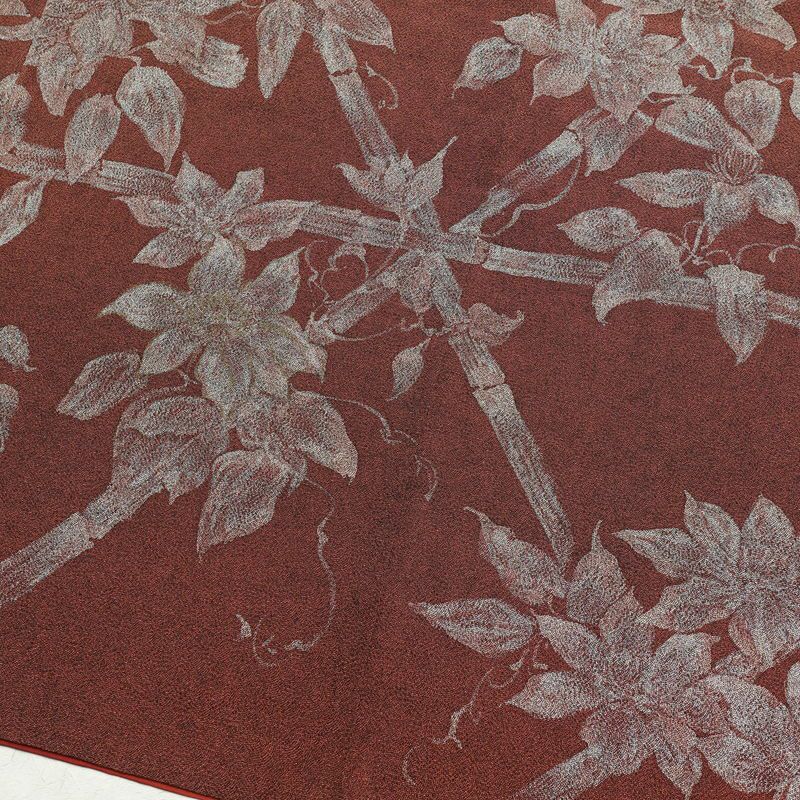 訪問着 鮫小紋 縮緬 正絹 花柄 袷仕立て 身丈156.5cm 裄丈64cm 茶_画像10