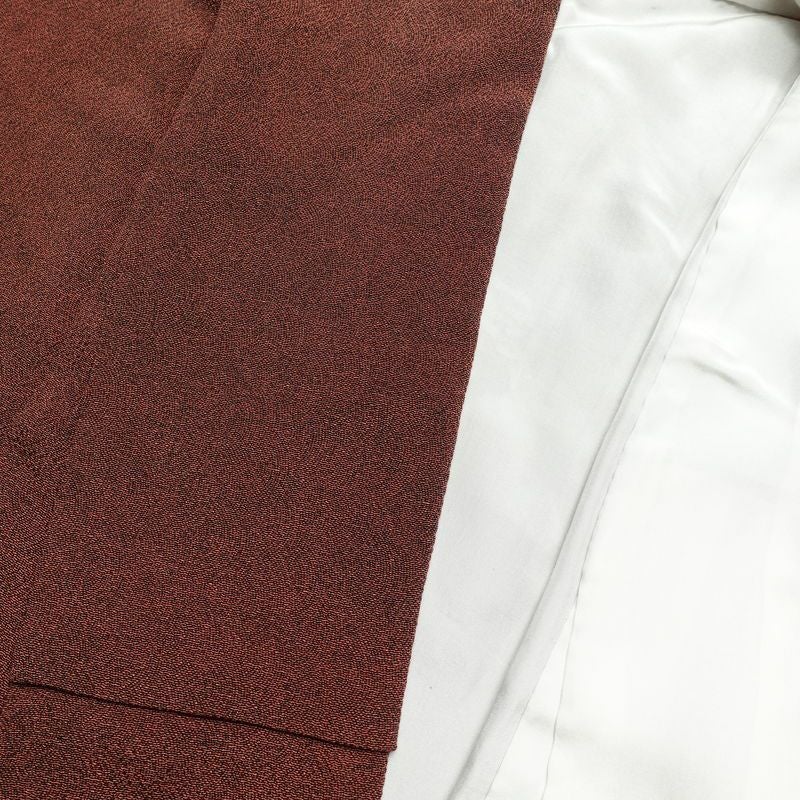 訪問着 鮫小紋 縮緬 正絹 花柄 袷仕立て 身丈156.5cm 裄丈64cm 茶_画像15