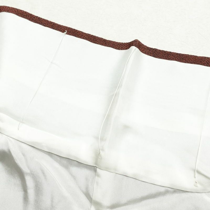訪問着 鮫小紋 縮緬 正絹 花柄 袷仕立て 身丈156.5cm 裄丈64cm 茶_画像17