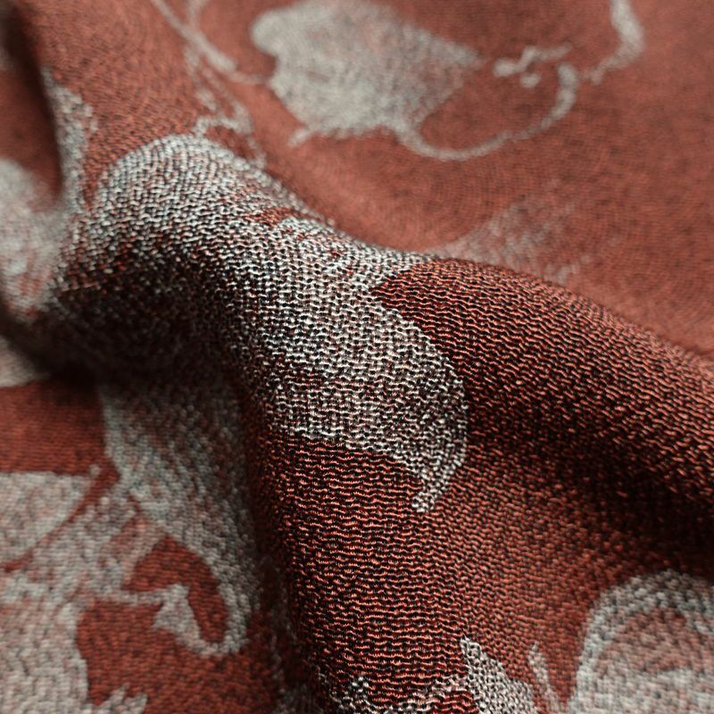 訪問着 鮫小紋 縮緬 正絹 花柄 袷仕立て 身丈156.5cm 裄丈64cm 茶_画像19