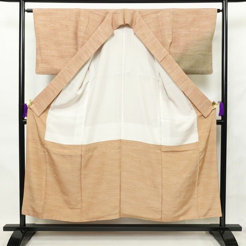 付け下げ 良品 二代目服部光擴 落款入り 縮緬 正絹 その他の柄 袷仕立て 身丈151.5cm 裄丈63.5cm 附下 橙_画像3