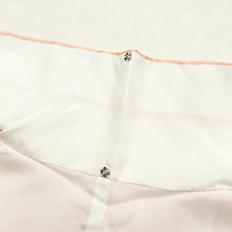 付け下げ 良品 しつけ糸付き 正絹 木の葉・植物柄 袷仕立て 身丈167.5cm 裄丈65.5cm 刺繍 金彩 附下 ピンク_画像19