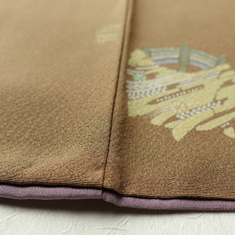 小紋 縮緬 飛び柄 正絹 古典柄 袷仕立て 身丈155.5cm 裄丈63cm 小紋着物 黄・黄土色_画像10