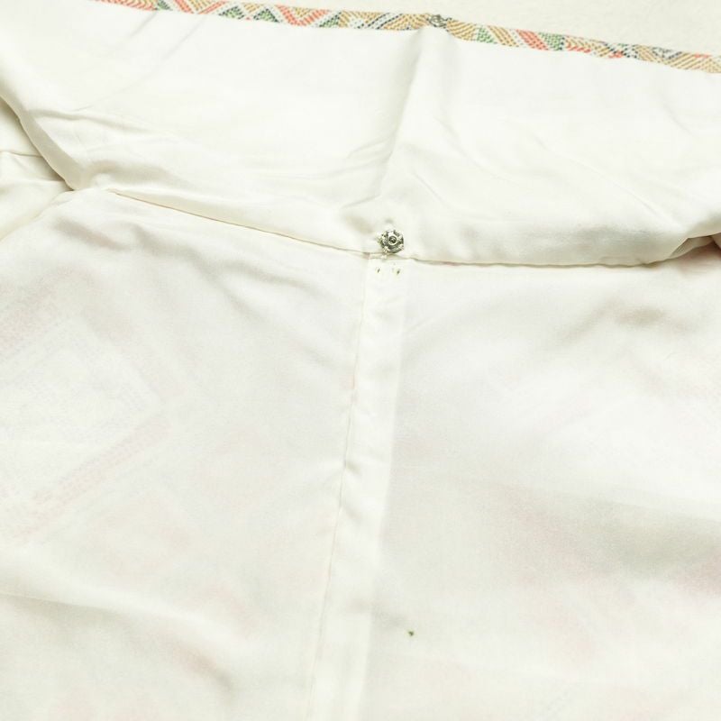 小紋 紬地 良品 しつけ糸付き 正絹 幾何学柄・抽象柄 袷仕立て 身丈160cm 裄丈64cm 多色使い_画像17