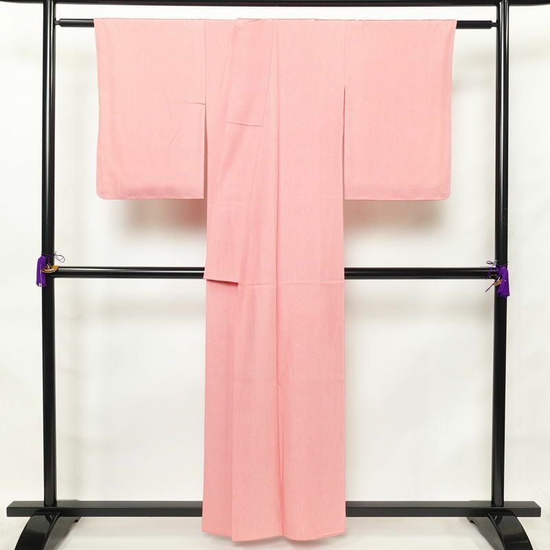 小紋 良品 鮫小紋 一部しつけ糸付き 正絹 古典柄 袷仕立て 身丈158cm 裄丈65cm ピンク_画像2