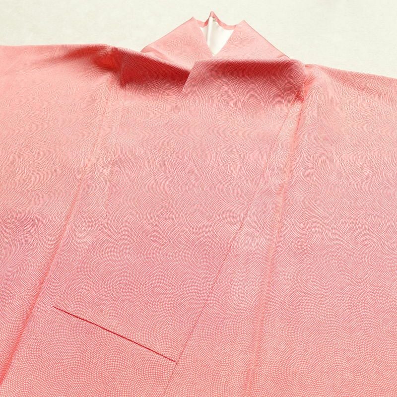 小紋 良品 鮫小紋 一部しつけ糸付き 正絹 古典柄 袷仕立て 身丈158cm 裄丈65cm ピンク_画像13