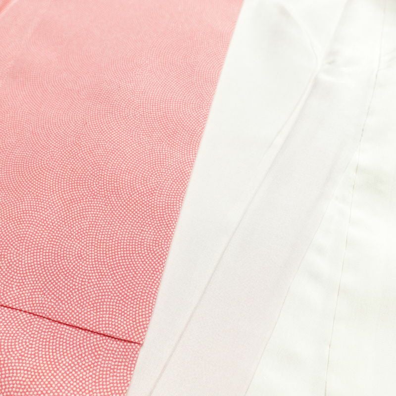 小紋 良品 鮫小紋 一部しつけ糸付き 正絹 古典柄 袷仕立て 身丈158cm 裄丈65cm ピンク_画像16