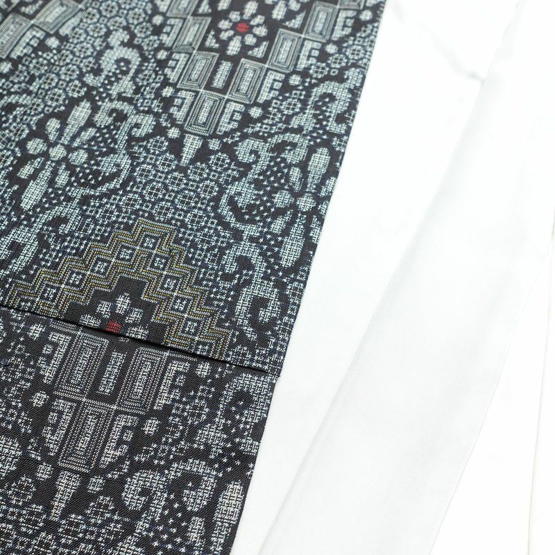 紬 良品 しつけ糸付き 正絹 幾何学柄・抽象柄 袷仕立て 身丈157cm 裄丈66.5cm 紬着物 青・紺_画像16