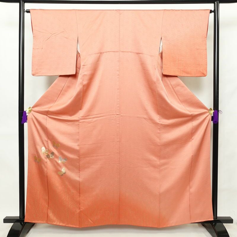付け下げ 良品 しつけ糸付き 正絹 花柄 袷仕立て 身丈154.5cm 裄丈64cm