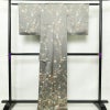 訪問着 正絹 花柄 袷仕立て 身丈168cm 裄丈65cm 金彩 共八掛 菊 グレー_画像2