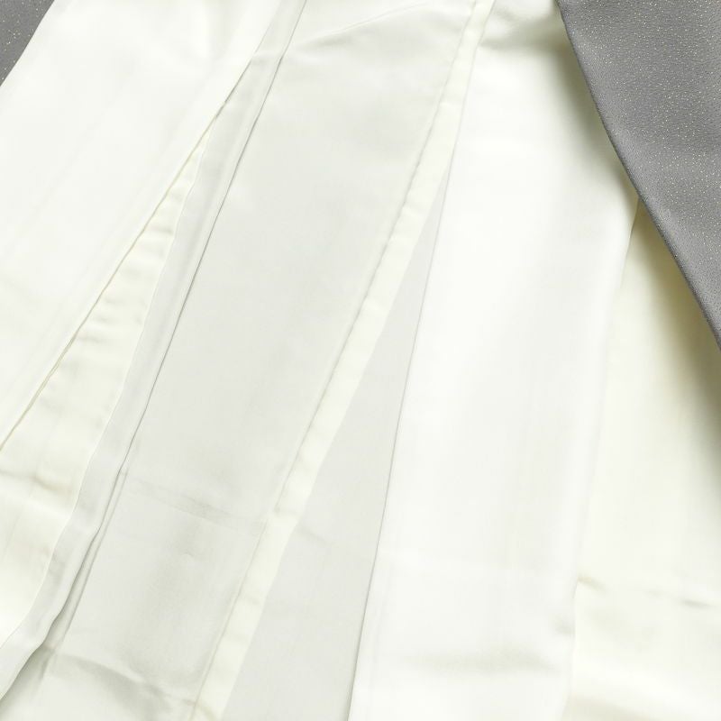 付け下げ 和田光正 落款入り 一つ紋付き 正絹 人物・動物柄 袷仕立て 身丈156.5cm 裄丈66.5cm 箔 鶴 附下 グレー_画像19