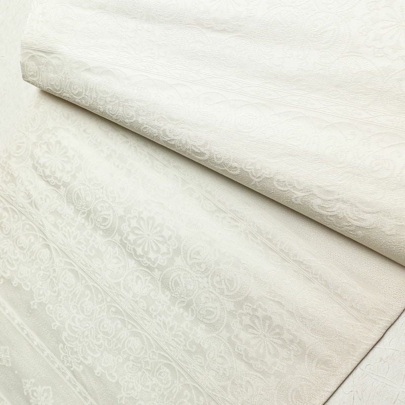 袋帯 六通柄 美品 正倉院宝華文 フォーマル用 正絹 チェック・格子柄 金糸 紫・藤色_画像9