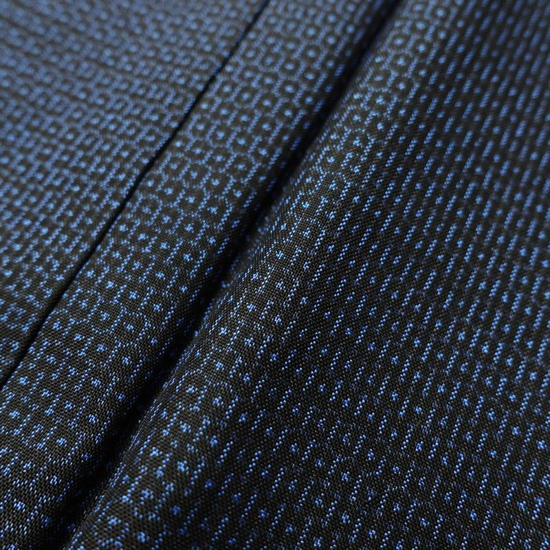 男性用 紬着物 アンサンブル 着物 羽織 2点セット セット品 正絹 亀甲柄 袷仕立て 身丈137cm 裄丈69cm 青・紺_画像7