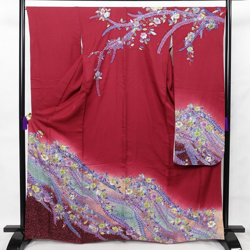 Mei ♦︎辻が花♦︎作家品♦︎落款入り♦︎花絞り♦︎パープル♦︎成人式♦︎着付けセット 振袖 辻が花 作家物 孝美 落款入り 良品 絞り 正絹 花柄 袷仕立て 身丈