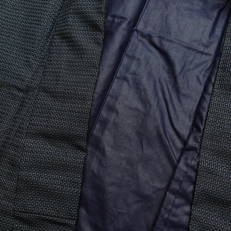 男性用 大島紬 着物 良品 証紙あり アンサンブル 着物 羽織 2点セット セット品 正絹 亀甲柄 袷仕立て 身丈142.5cm 裄丈67cm 青・紺_画像14