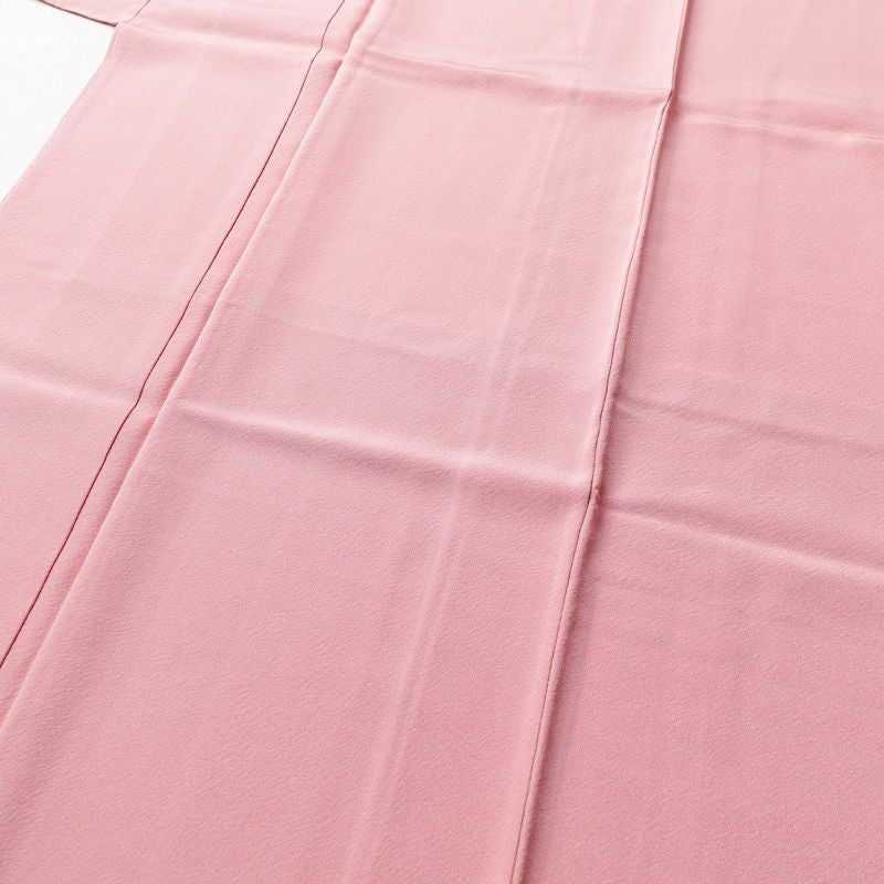 色無地 良品 しつけ糸付き 縮緬 一つ紋付き 正絹 無地 袷仕立て 身丈157.5cm 裄丈64.5cm 着物 ピンク_画像5