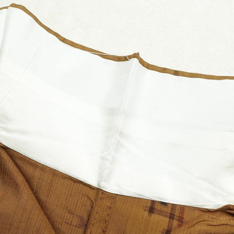 単衣 紬 着物 正絹 古典柄 単衣仕立て 身丈156.5cm 裄丈64.5cm 居敷当付き 黄・黄土色_画像18