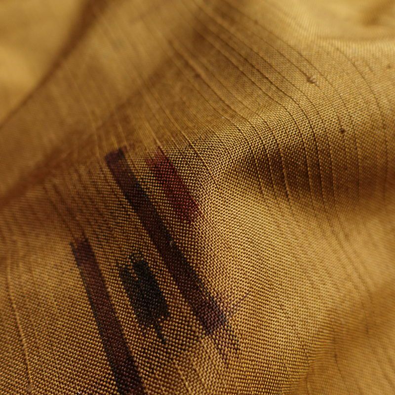 単衣 紬 着物 正絹 古典柄 単衣仕立て 身丈156.5cm 裄丈64.5cm 居敷当付き 黄・黄土色_画像21