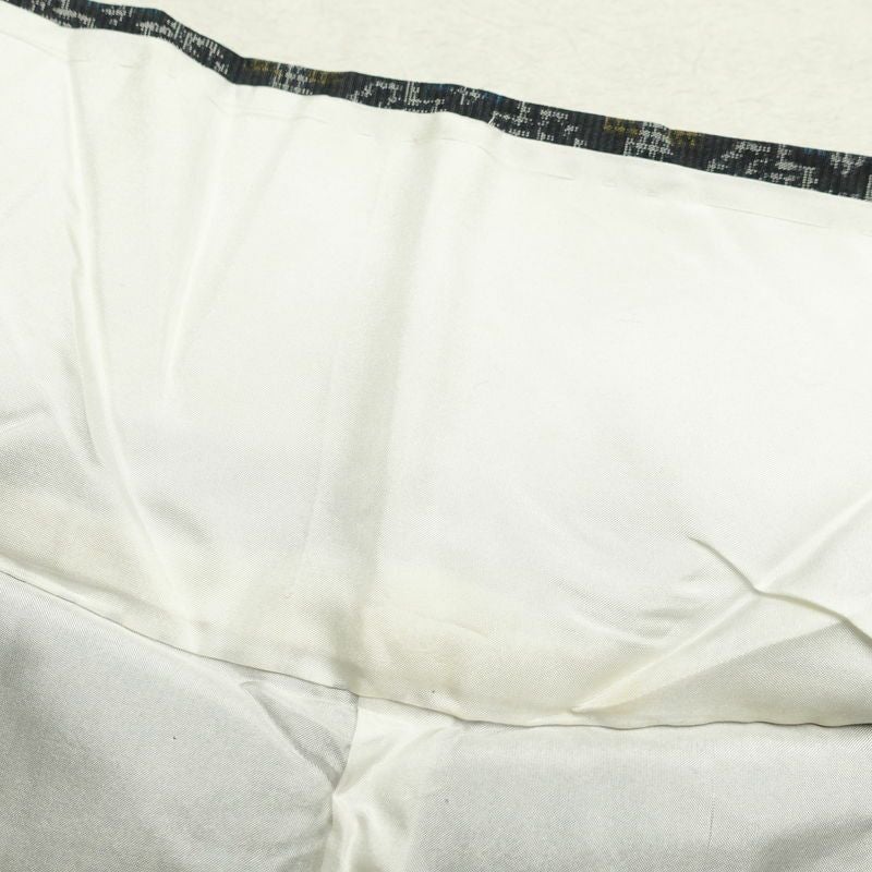 紬 しつけ糸付き 正絹 幾何学柄・抽象柄 袷仕立て 身丈154cm 裄丈66cm 紬着物 青・紺_画像18