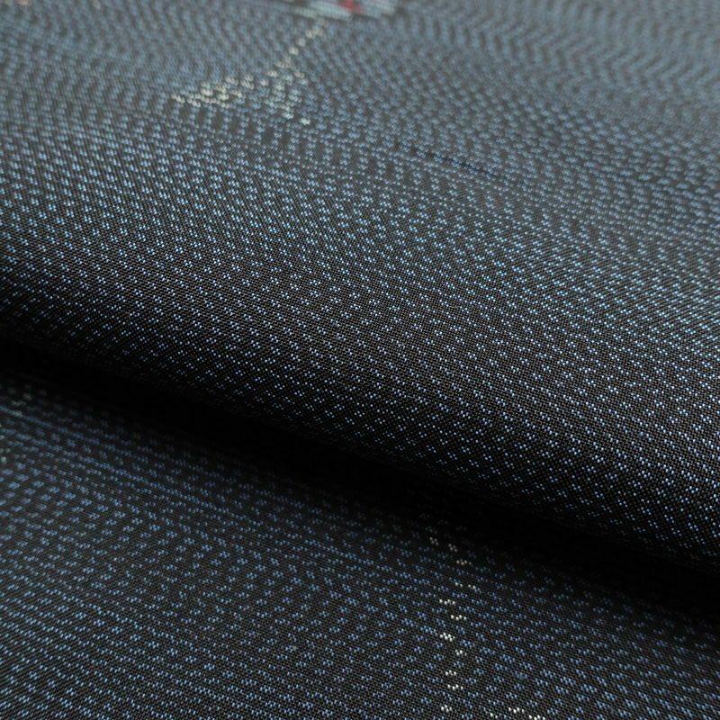 大島紬 良品 しつけ糸付き 正絹 蝶・昆虫柄 袷仕立て 身丈165.5cm 裄丈65cm 青・紺_画像20