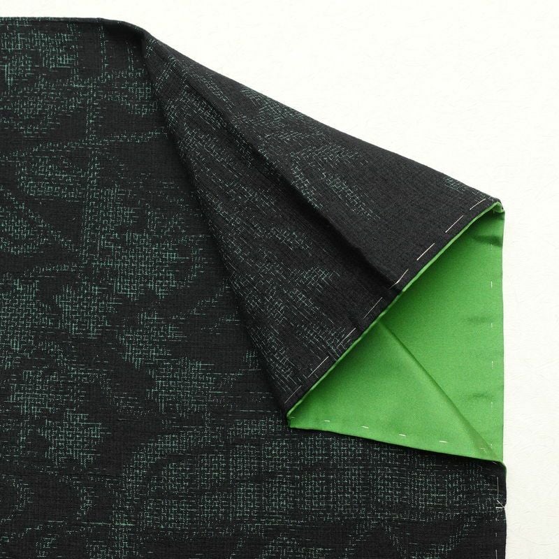 紬 しつけ糸付き 正絹 木の葉・植物柄 袷仕立て 身丈156.5cm 裄丈61.5cm 青・紺_画像11