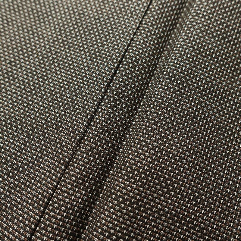 紬 良品 しつけ糸付き 正絹 幾何学柄・抽象柄 袷仕立て 身丈161.5cm 裄丈65.5cm 紬着物 茶_画像7