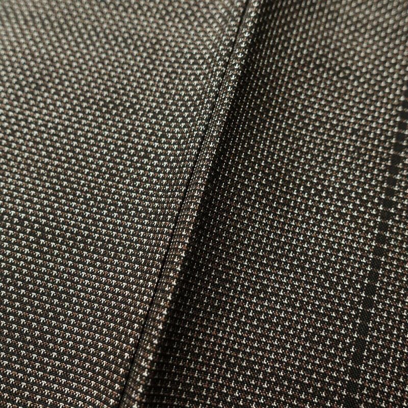 紬 良品 しつけ糸付き 正絹 幾何学柄・抽象柄 袷仕立て 身丈161.5cm 裄丈65.5cm 紬着物 茶_画像8