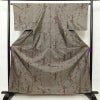紬 良品 しつけ糸付き 正絹 花柄 袷仕立て 身丈163cm 裄丈65cm 紬着物 茶_画像1