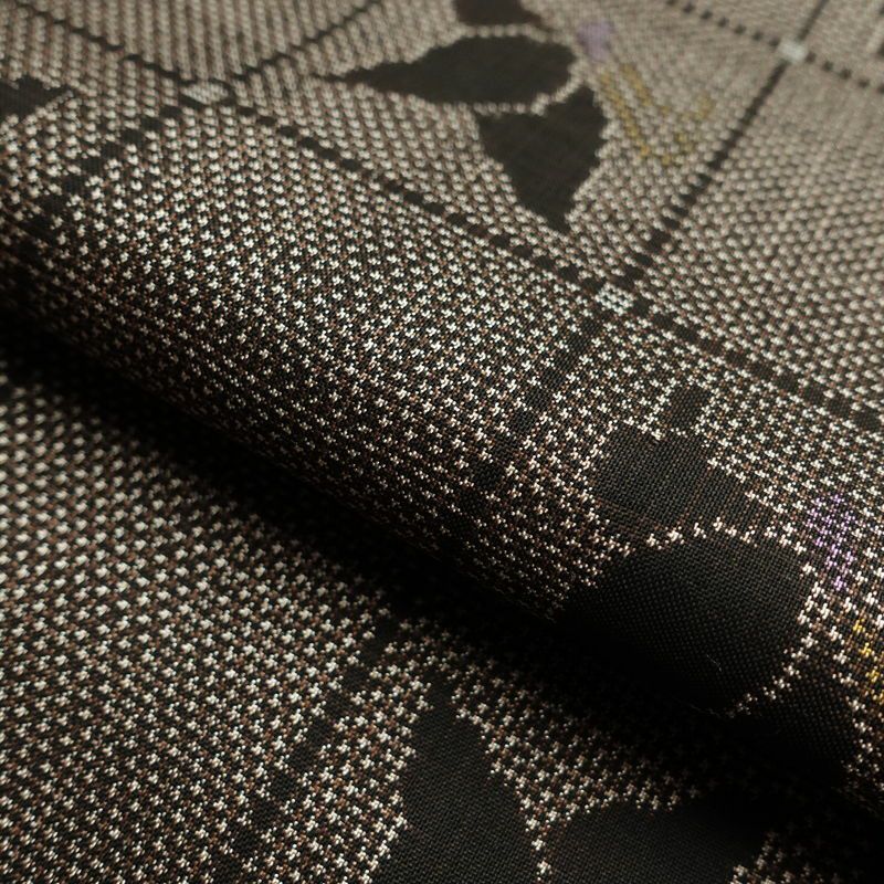 大島紬 良品 証紙なし 正絹 蝶・昆虫柄 袷仕立て 身丈164cm 裄丈67.5cm 着物 茶_画像19