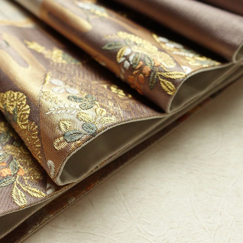 袋帯 六通柄 フォーマル用 正絹 古典柄 扇面 グレー_画像20