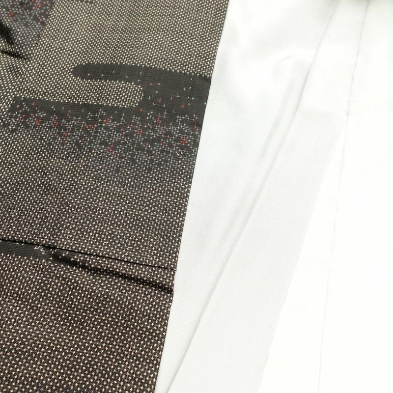 紬 正絹 古典柄 袷仕立て 身丈158cm 裄丈63.5cm 紬着物 茶_画像15