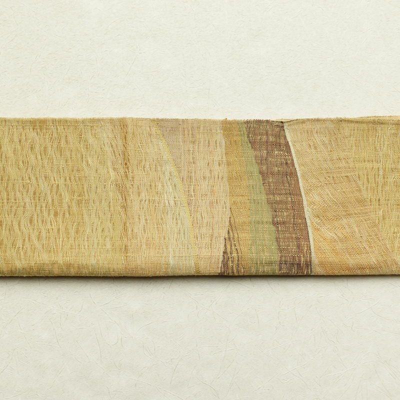 袋帯 太鼓柄 夏用 一般用 正絹 幾何学柄・抽象柄 黄・黄土色_画像11