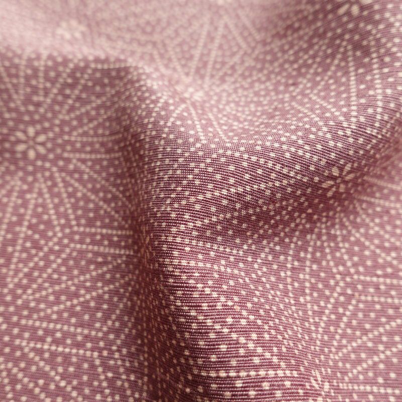 小紋 良品 紬地 正絹 麻の葉柄 袷仕立て 身丈157cm 裄丈63cm 紬生地 小紋着物 紫・藤色_画像21