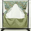 山古志紬 良品 正絹 チェック・格子柄 袷仕立て 身丈155cm 裄丈65cm 紬 着物 緑・うぐいす色_画像3