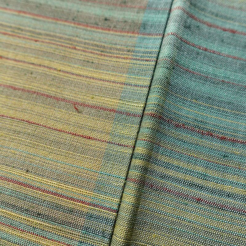 山古志紬 良品 正絹 チェック・格子柄 袷仕立て 身丈155cm 裄丈65cm 紬 着物 緑・うぐいす色_画像8