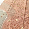 訪問着 縮緬 正絹 花柄 袷仕立て 身丈162.5cm 裄丈65.5cm 着物 ますいわ屋 箔 茶_画像5