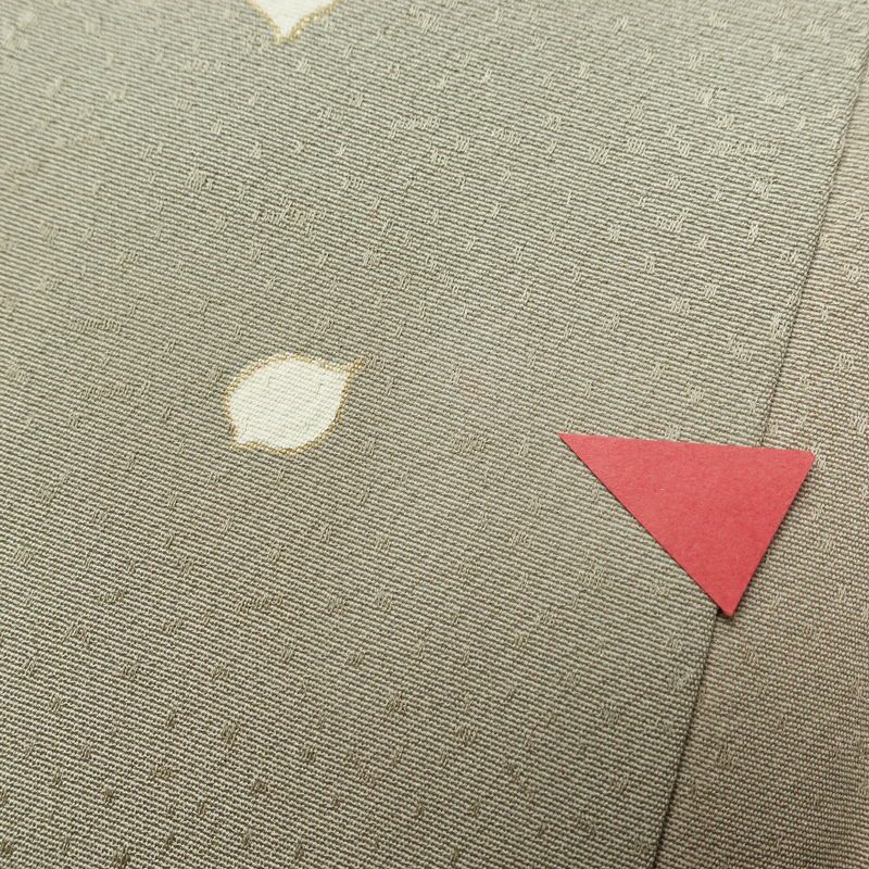 訪問着 縮緬 正絹 花柄 袷仕立て 身丈162.5cm 裄丈65.5cm 着物 ますいわ屋 箔 茶_画像7