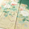 訪問着 良品 正絹 花柄 袷仕立て 身丈165cm 裄丈66.5cm 箔 刺繍 共八掛 金彩 緑・うぐいす色_画像4