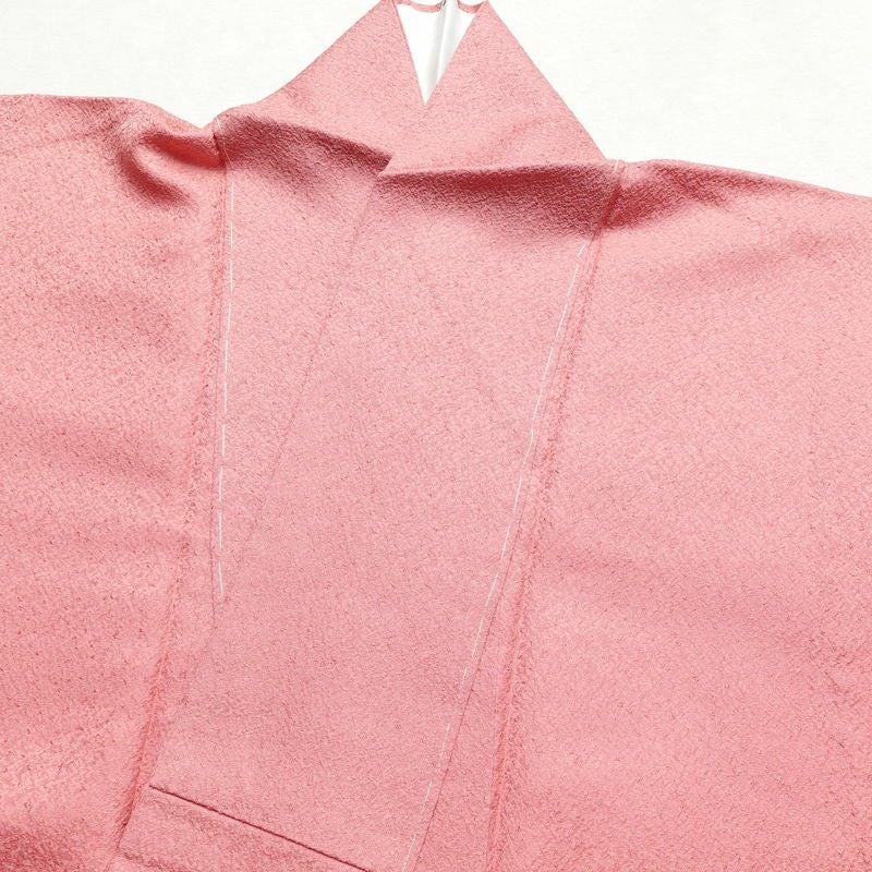 色無地 良品 丹後ちりめん しつけ糸付き 一つ紋付き 正絹 無地 袷仕立て 身丈163cm 裄丈66.5cm 着物 ピンク_画像14