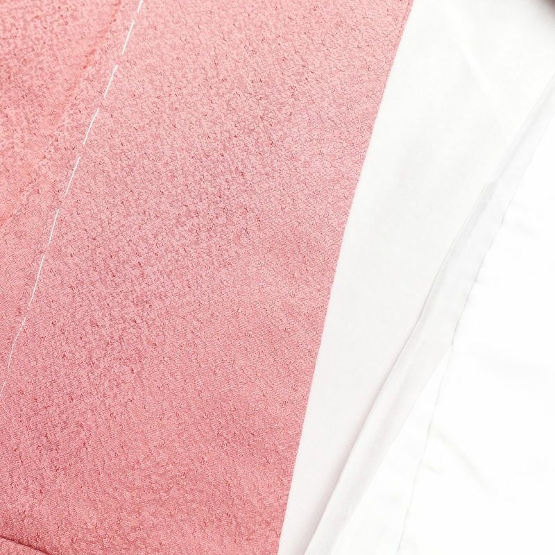 色無地 良品 丹後ちりめん しつけ糸付き 一つ紋付き 正絹 無地 袷仕立て 身丈163cm 裄丈66.5cm 着物 ピンク_画像15