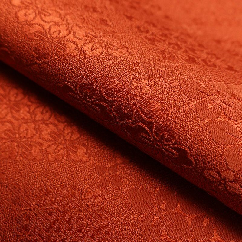 色無地 良品 一つ紋付き 正絹 古典柄 袷仕立て 身丈155cm 裄丈63cm 着物 橙_画像19