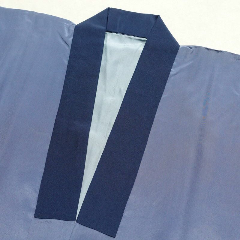 男性用 襦袢 正絹 木の葉・植物柄 袷仕立て 身丈135.5cm 裄丈70.5cm 青・紺_画像13
