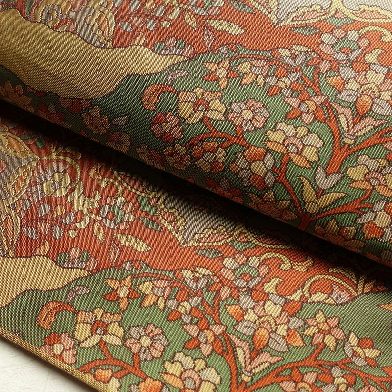 袋帯 六通柄 良品 一般用 正絹 幾何学柄・抽象柄 黄・黄土色_画像6