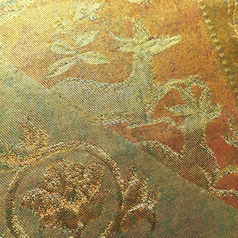 袋帯 青銅箔 六通柄 良品 フォーマル用 正絹 幾何学柄・抽象柄 箔 金・銀_画像3