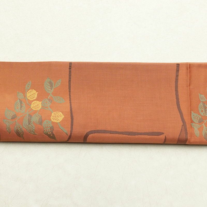 袋帯 六通柄 木屋太 今河織物 良品 一般用 正絹 木の葉・植物柄 橙_画像14