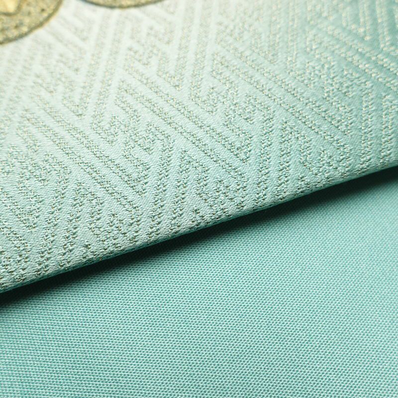 袋帯 太鼓柄 スワトウ刺繍 正絹 幾何学柄・抽象柄 箔 緑・うぐいす色_画像12