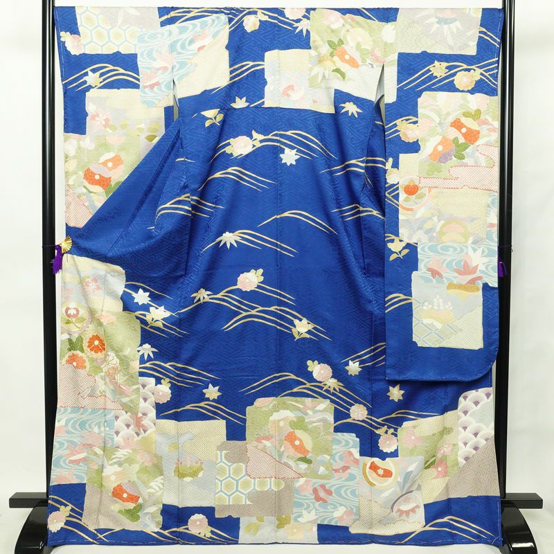 振袖 良品 金駒刺繍 正絹 古典柄 袷仕立て 身丈166.5cm 裄丈66.5cm